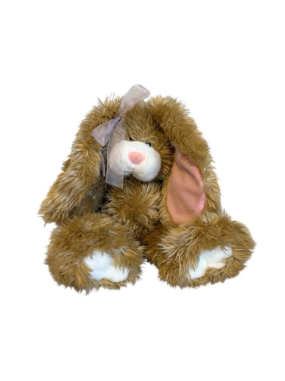 Vintage T. L. Toys Plush Bunny Rabbit Floppy Lavender Bow Accent Brown 15”